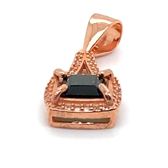 Green Tourmaline 1.20ct Rose Gold Silver Pendant - Picture 5 of 7